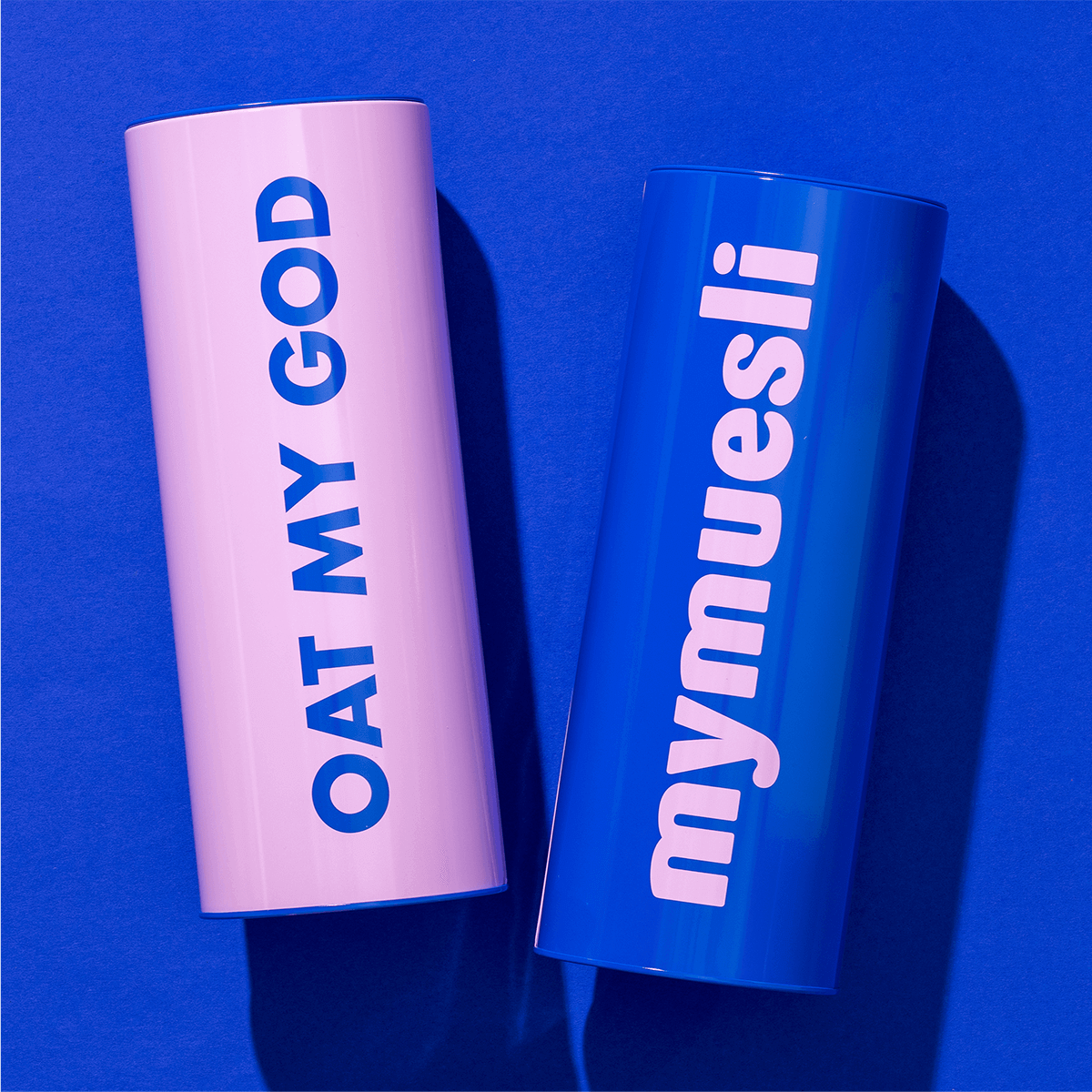 Zwei Vorratsdosen blau & rosa liegend