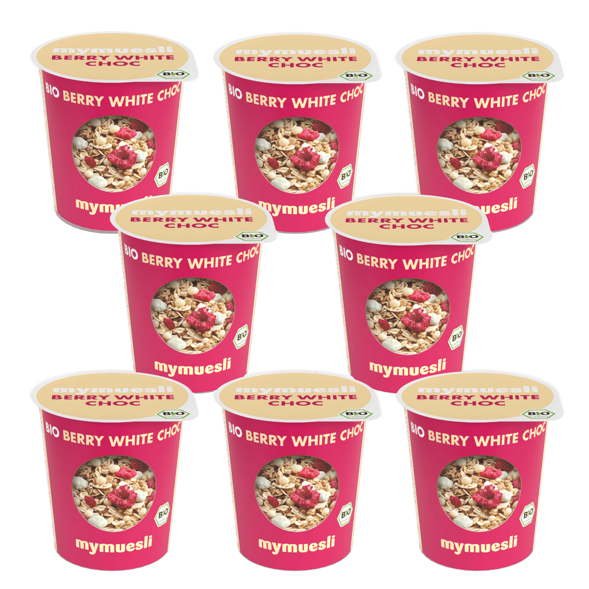 mymuesli Portionsbecher Berry-White-Choc 8er Pack