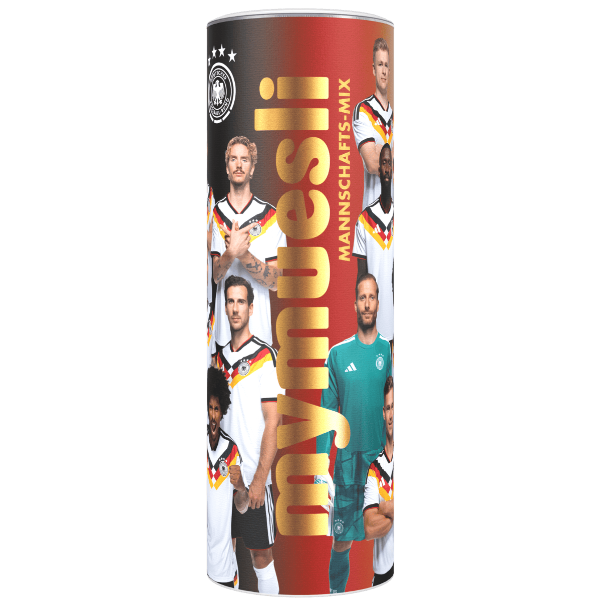 mymuesli DFB Mannschafts-Mix Dose mit Nationalspielern der Männer-Nationalmannschaft zur WM 2026