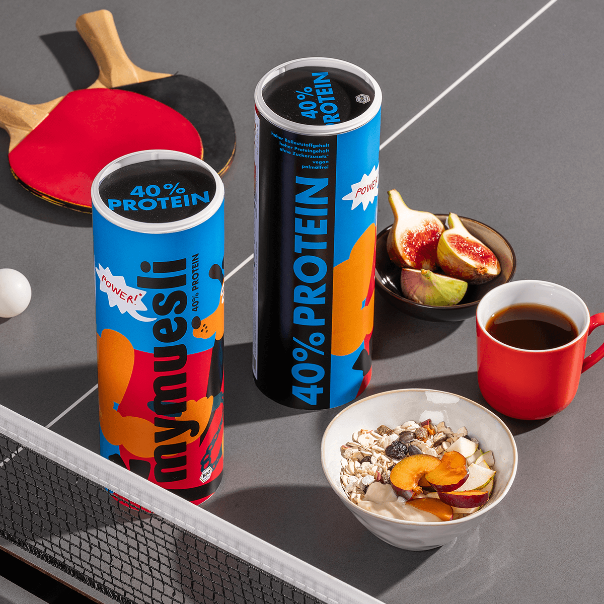 mymuesli Bio 40% Protein Müsli Dosen mit Müslidose
