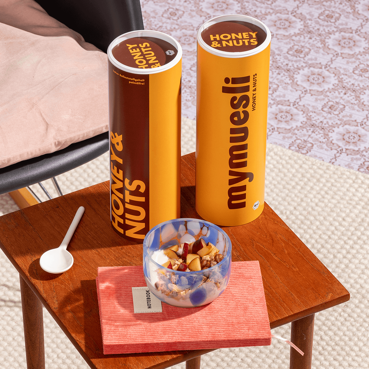 myuesli Bio Honey Nuts Müsli Dosen mit Müslischale