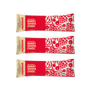mymuesli Riegel Berry White Choc in der Einzelverpackung.