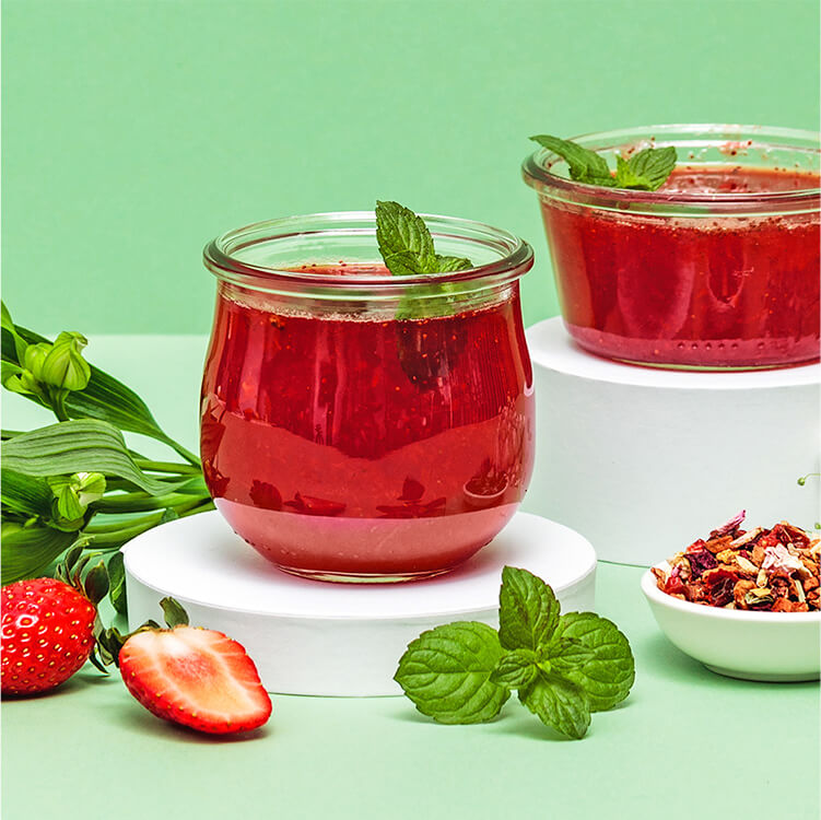 Erdbeer Minze Marmelade in Marmeladengläser