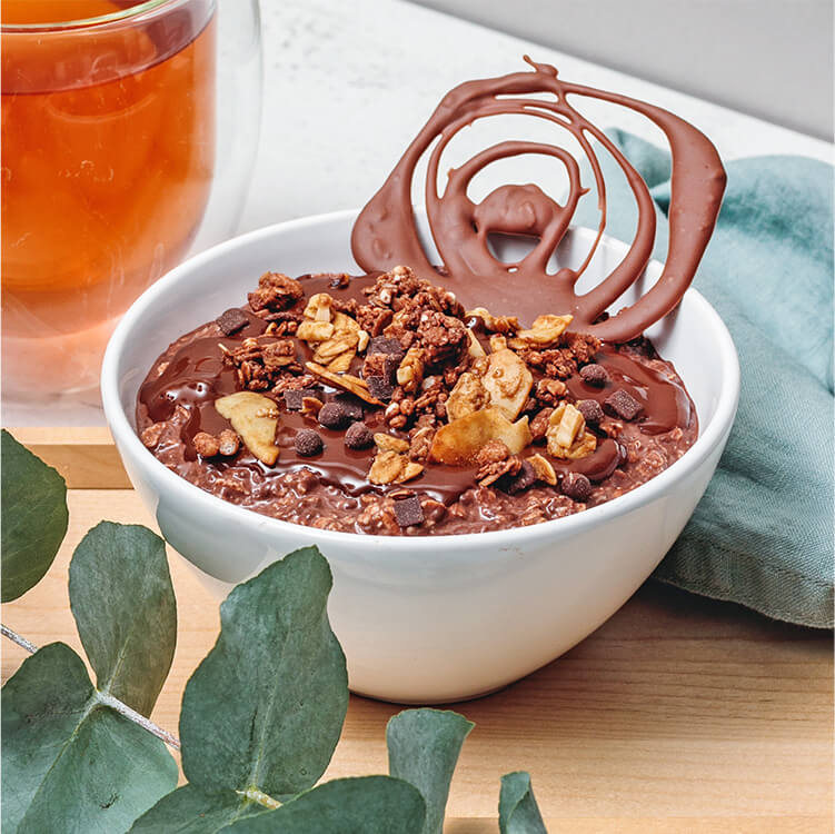 Chocolate Overnight Oats mit Schoko als Topping