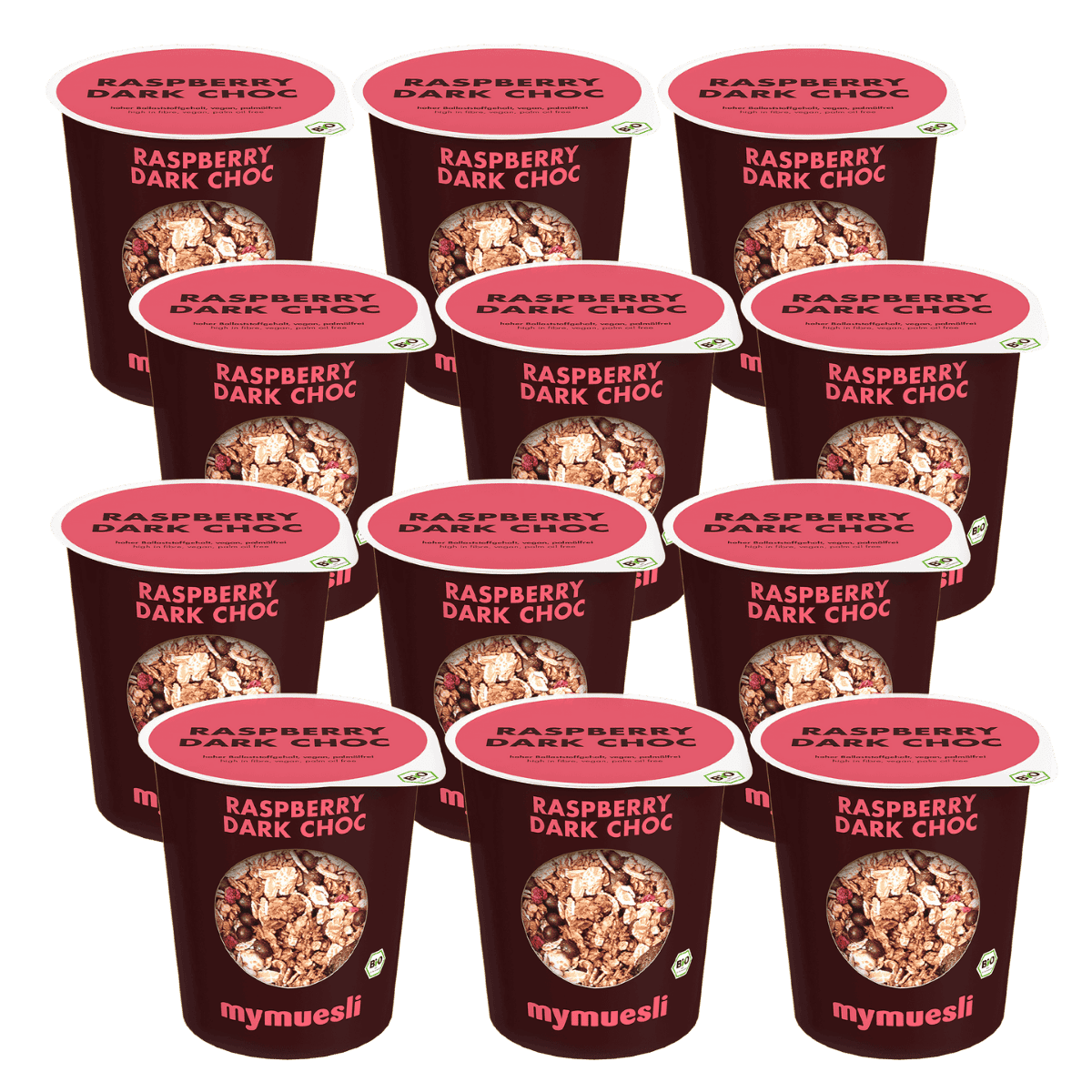 12 Portionsbecher von mymuesli Raspberry Dark Choc Müsli