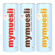 mymuesli Bio Low Sugar Probierpaket mit 3 Müslisorten: Low Sugar Berry Crunch, Low Sugar Choco Crunch und Low Sugar Roasted Nuts Crunch