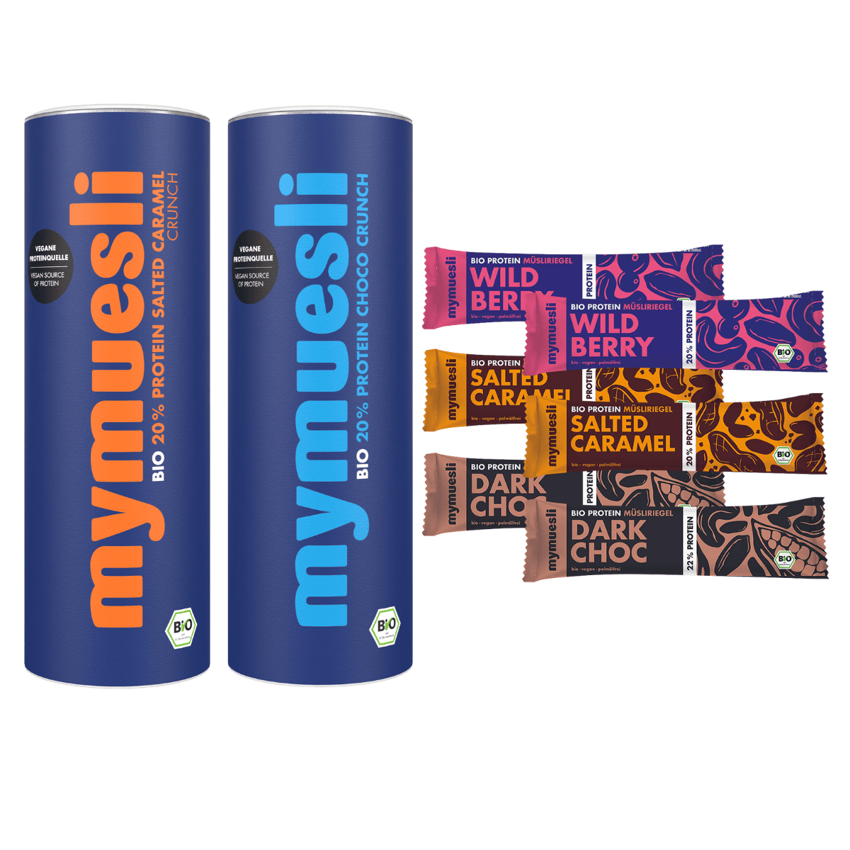 Das mymuesli Protein Probierpaket mit Protein Müslis und Proteinriegeln