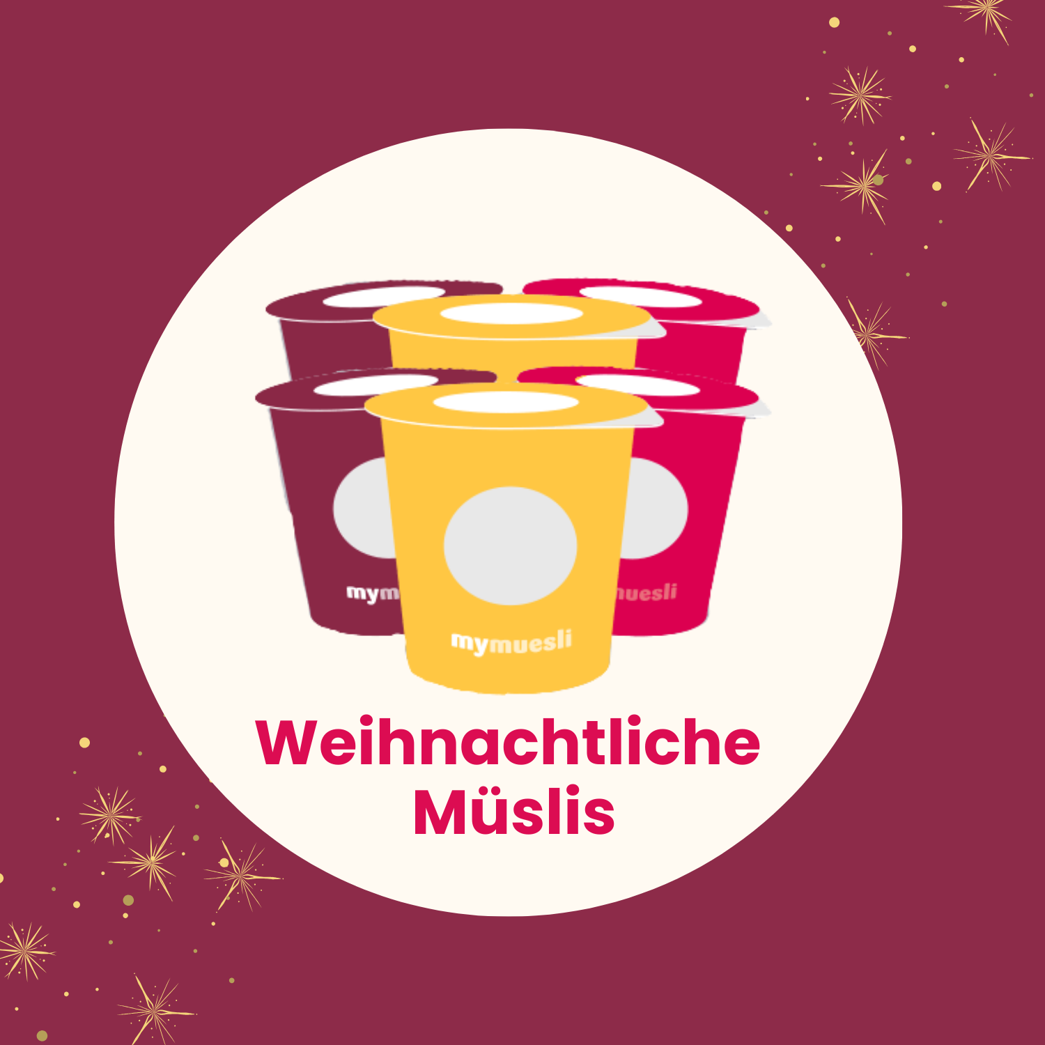 6 Müsli Portionsbecher in verschiedenen winterlichen Sorten