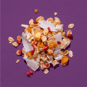 mymuesli Bio Mango Passonfruit Granola mit getrockneter Mango, Maracuja, Kokosnuss und Himbeeren