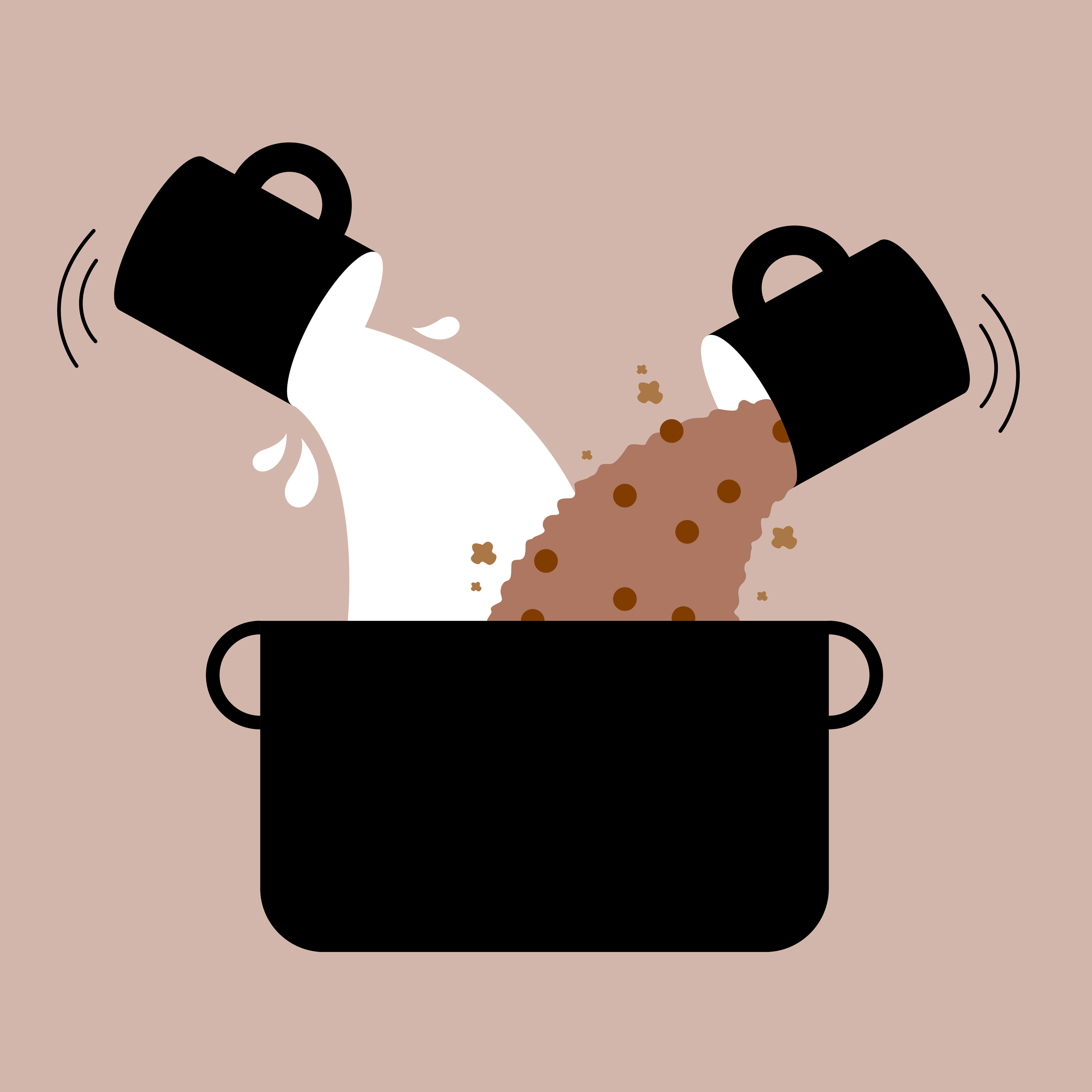 Porridge und Milch in den Topf geben