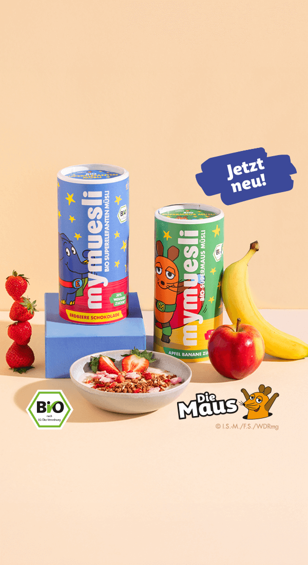 mymuesli Kinder Müslis - mit der Maus und dem Elefant - jetzt entdecken!