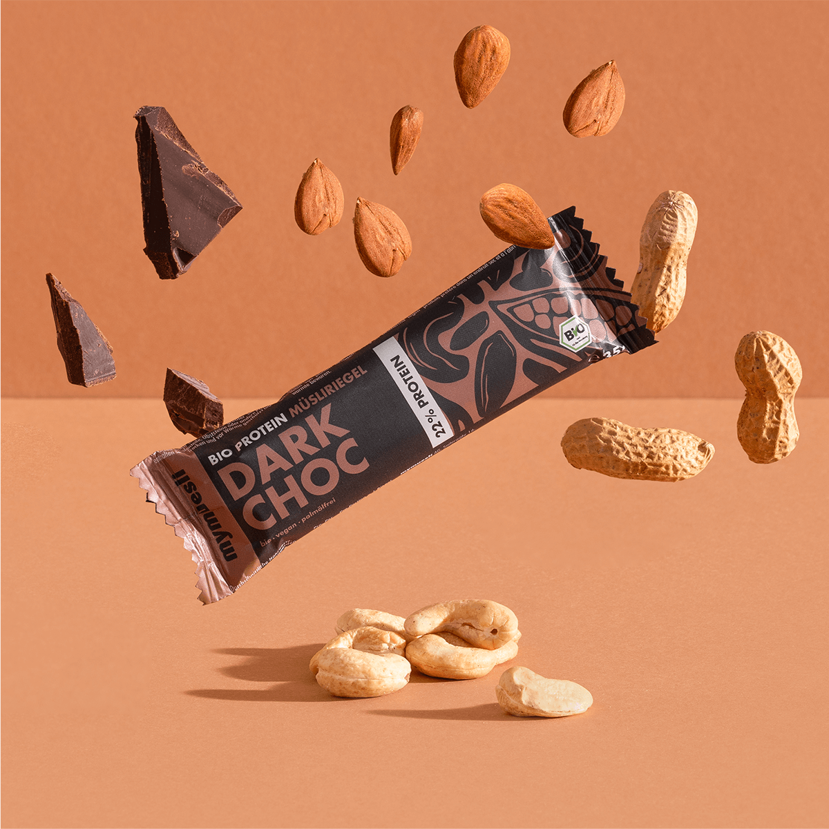 mymuesli Bio Protein Müsliriegel 6er Probierpaket mit 2x Dark Choc Proteinriegeln