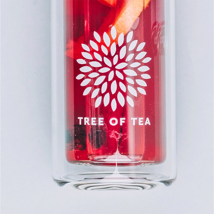 Früchtetee Red Ruby in einer Flasche