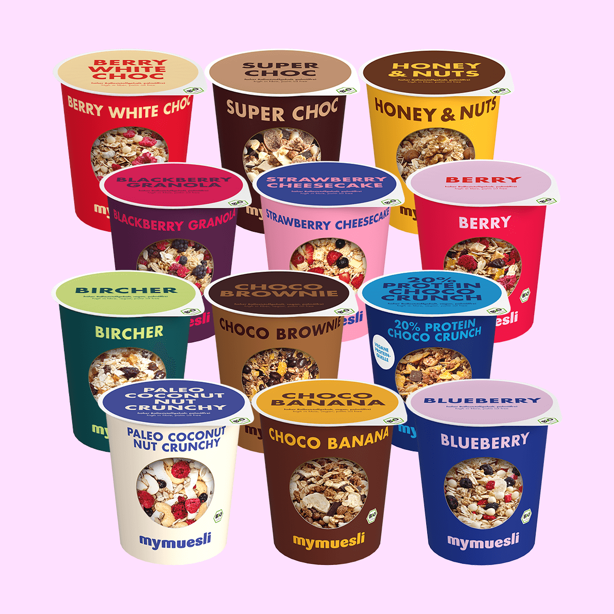 mymuesli2go 12er Probierpaket Deluxe mit 12 deluxe Sorten zum mitnehmen - jetzt entdecken!