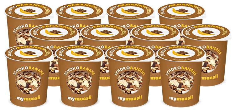 Bananenmüsli zum mitnehmen im to go Becher