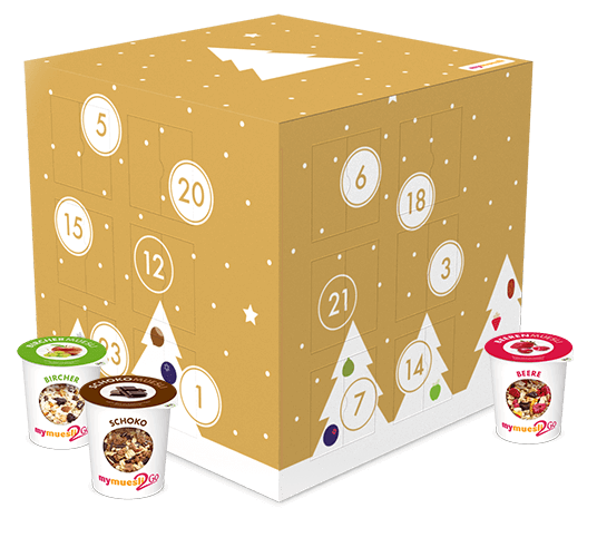 24x Bio-Müsli verkürzt die Vorfreude auf Weihnachten.