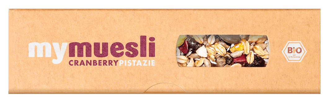 Unser Cranberry-Pistazie-Müsliriegel besteht aus 100% Bio-Zutaten.