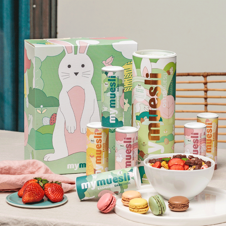 mymuesli Osternest mit Geschenkbox mit Hasenohren