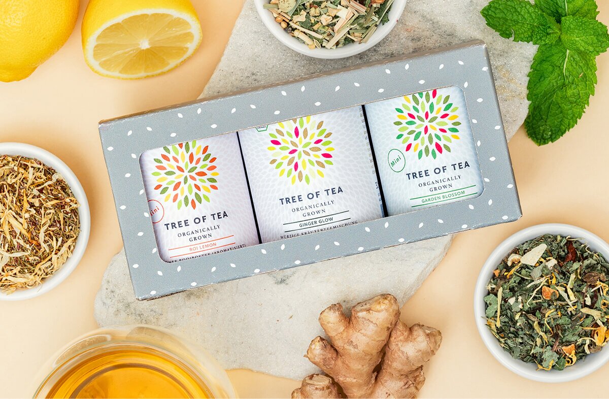 Graue Geschenkbox mit drei Teeminis