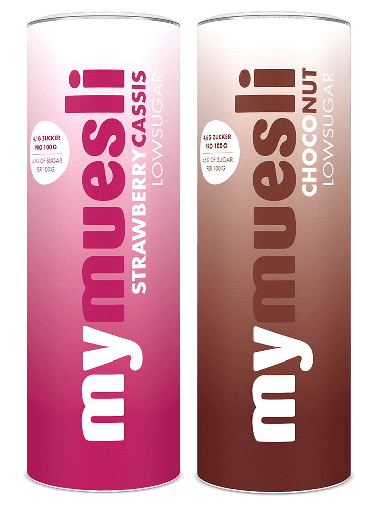 Low Sugar Strawberry Cassis und Choco Nut Muesli im Probierpaket