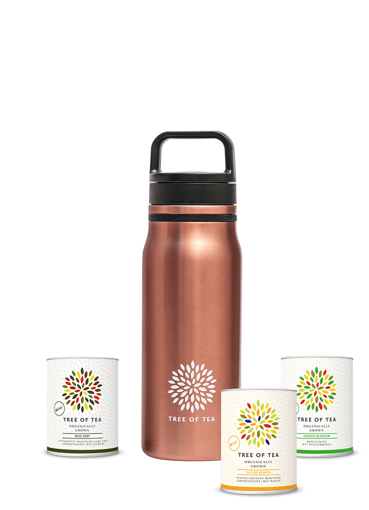 Unsere Thermo Bottle 2go für besten Teegenuss unterwegs.