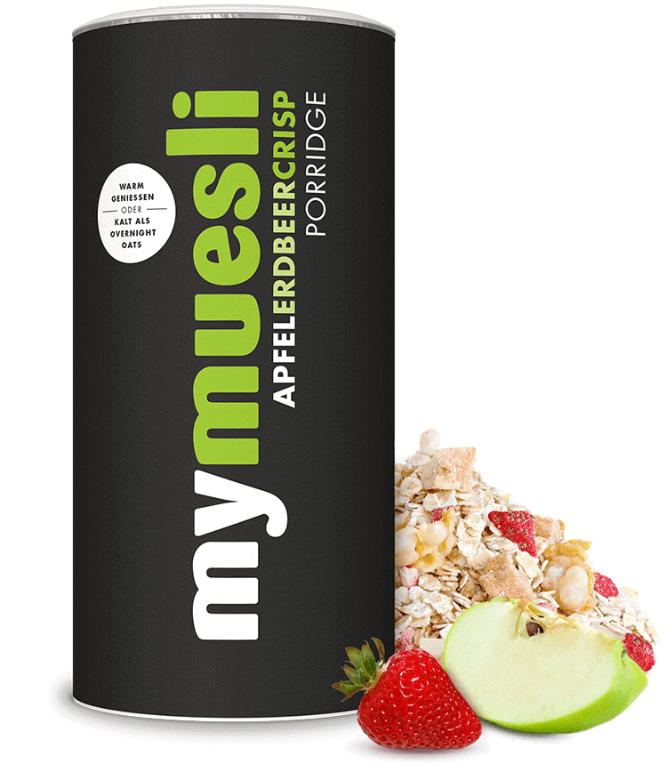 mymuesli-Porridge mit weißer Schokolade und der Extraportion Frucht