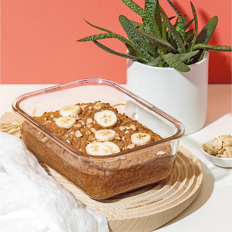 Banana Baked Oatmeal mit Cashew Nilk