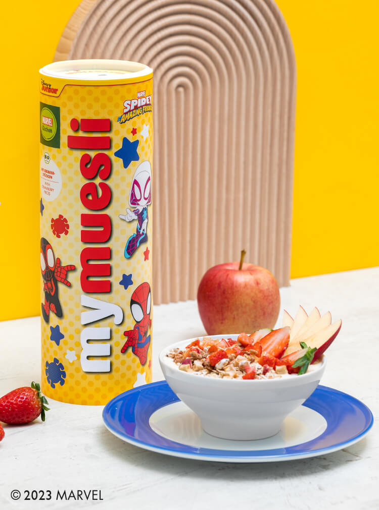 article1a-muesli-spiderman-fan-bundle.jpg Gelbe Marvel Spidey and his amazing friends Muesli Dose mit Comicfiguren