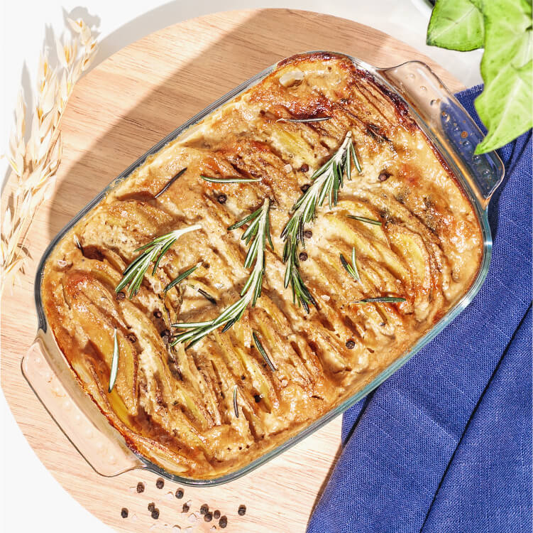 Würziges Kartoffelgratin mit Hafer Nilk