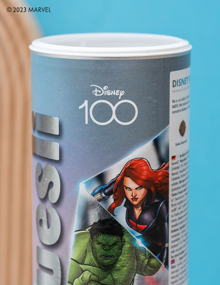 Disney100 Mueslidose im Marvel Comic Design mit Hulk und anderen Helden