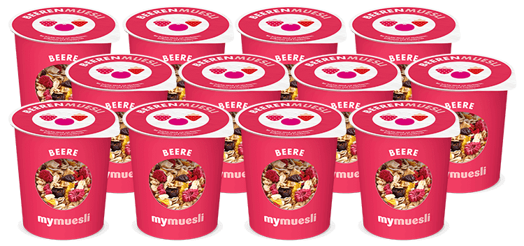 Fruchtiges Beeren Müsli im praktischen to go Becher.