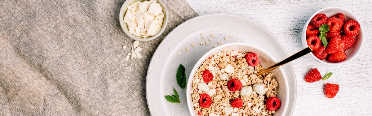 Bio-Müsli to go mit Himbeeren.