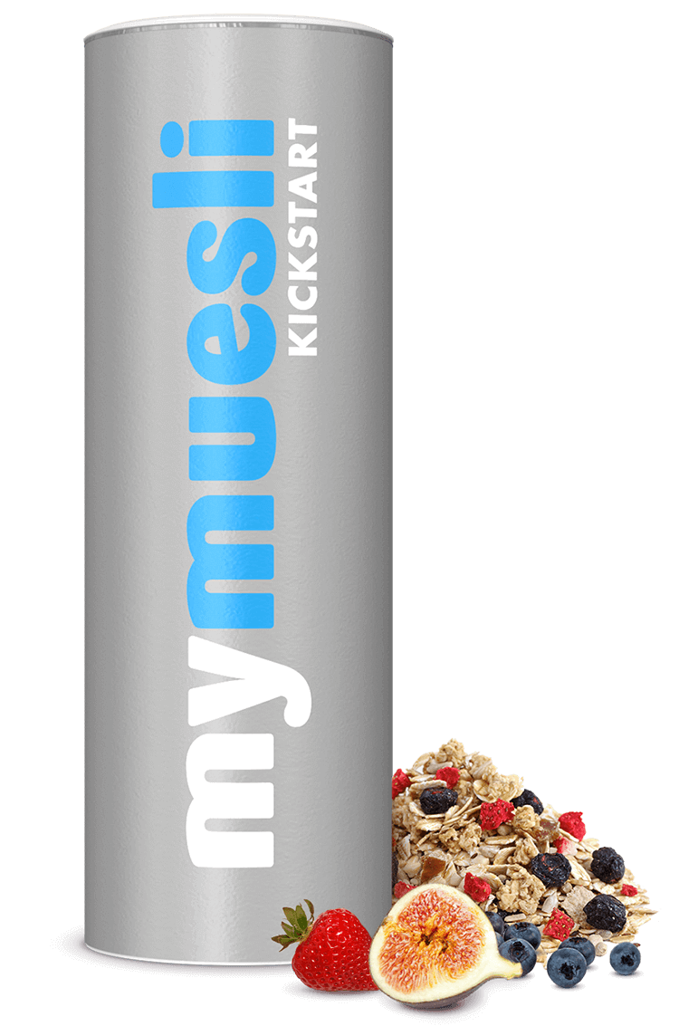 Das Kickstart Müsli mit Heidelbeeren, Erdbeeren und einer Crunchy Basis.