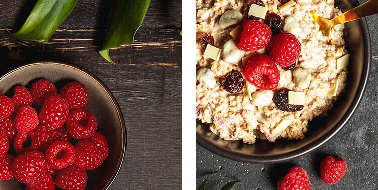 article2a-noats-berrywhitechoc.jpg Porrdige mit Bio-Früchten, wie Himbeeren, Blaubeeren und Stachelbeeren