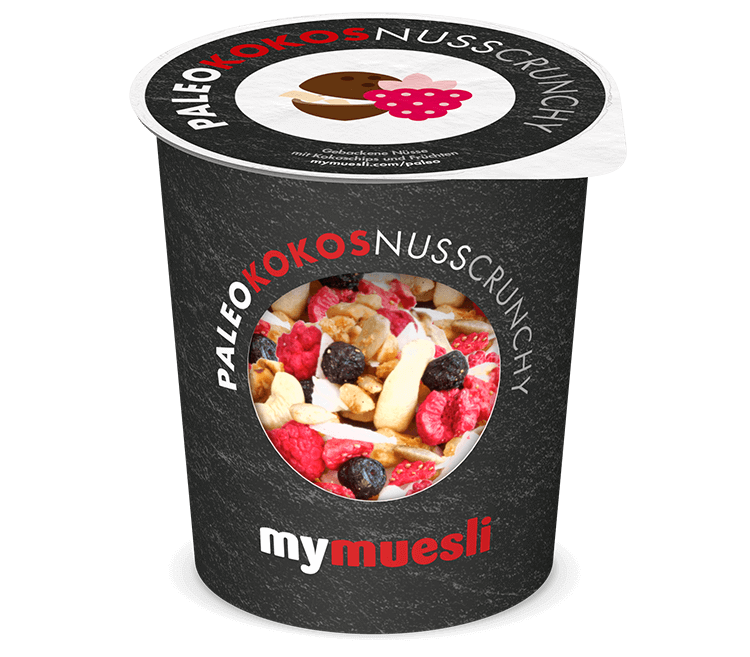 Paleo-Müsli im praktischen to go Becher.