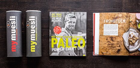 Gesund ernähren mit Paleo Steinzeit-Diät Kochbuch und Müsli