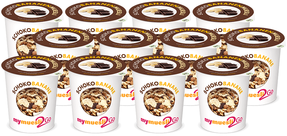 Bananenmüsli zum mitnehmen im to go Becher